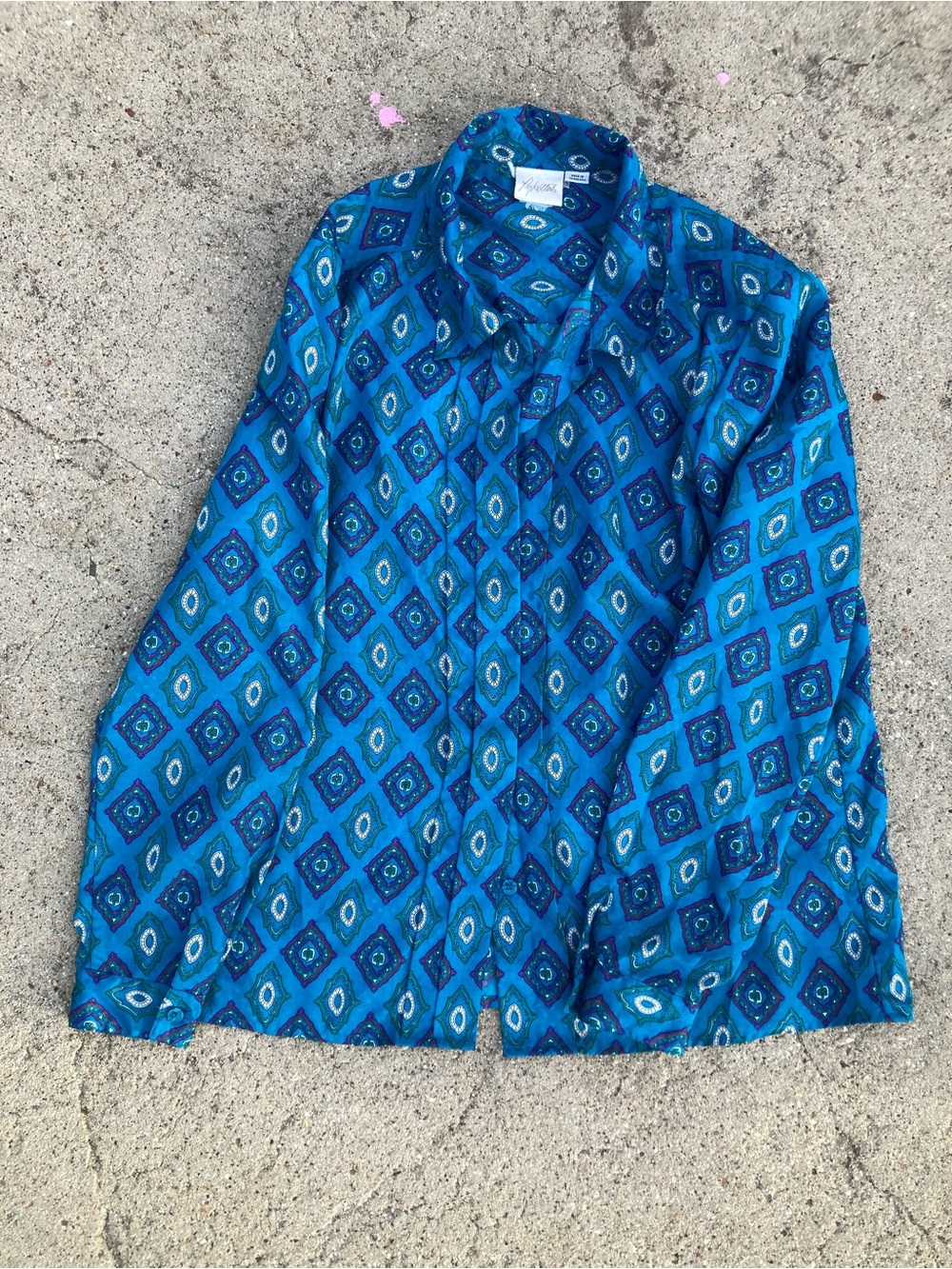 Blue Geometric Print Men's Shirt Jacket